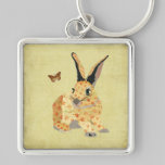 Gold Floral Bunny Keychain keychains