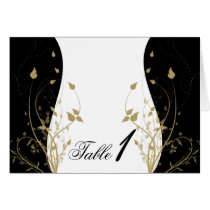 Gold Floral Curved Wedding Table Number card