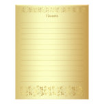 Gold Floral Guest Book Paper Letterhead