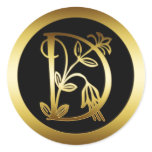 GOLD FLORAL MONOGRAM LETTER D stickers