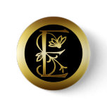 GOLD FLORAL MONOGRAM LETTER E PINS