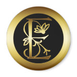 GOLD FLORAL MONOGRAM LETTER E magnets