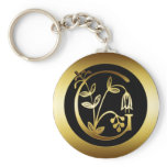 GOLD FLORAL MONOGRAM LETTER G KEYCHAIN