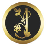 GOLD FLORAL MONOGRAM LETTER J STICKER