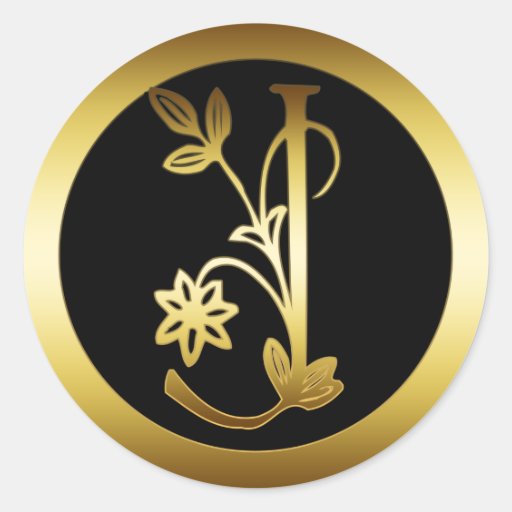 GOLD FLORAL MONOGRAM LETTER J STICKER