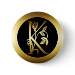 GOLD FLORAL MONOGRAM LETTER K buttons