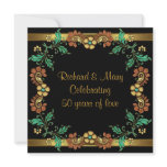 Gold Flowers 50th Wedding Anniversary Party invitations