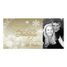 Gold Foil Snowflake Holiday Gold Photo Card