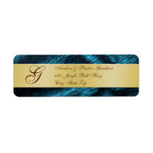 Gold Foil Teal Monogram New Years Address Labels