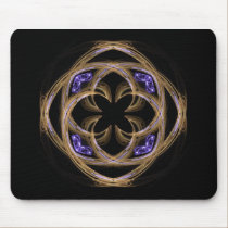 Gold Fractal Art with Flattened Blue Hearts mousepads