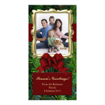 Gold Frame Vertical Christmas Photo Cards