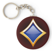 GOLD FRAMED BLUE DIAND KEYCHAIN