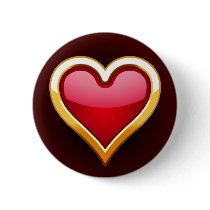 GOLD FRAMED HEART PINBACK BUTTON