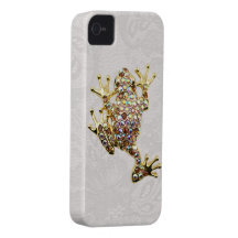Gold Frog Jewel Photo Paisley Lace iPhone 4 Case