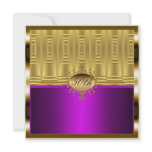 Gold Fuchsia Birthday Party  Invitation Gold
