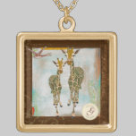 Gold Giraffes  Monogram  Necklace necklaces