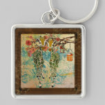 Gold Giraffes Smell the Roses  Keychain keychains
