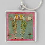 Gold Giraffes Twilight Keychain keychains