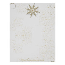Gold Glitter Snowflake on Winter White Background Custom Letterhead