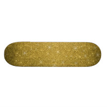 Gold glitter stars skate deck