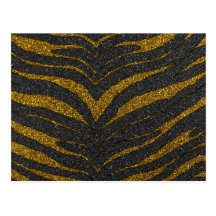 Gold Glitter Zebra Stripes Post Card