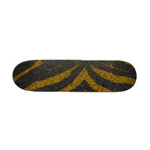 Gold Glitter Zebra Stripes Skate Board Deck