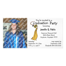 Gold Graduation Party Photo Invitation Photo Greeting Card