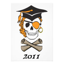 Gold Graduation Pirate Skull Custom Invite