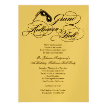 Gold Grand Halloween Ball Costume Party Invitation