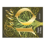 Gold Green Swirly Tree Table Number 10 Post Cards