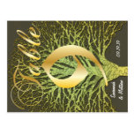 Gold Green Swirly Tree Table Number 9 Postcards
