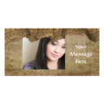 gold grunge  lace personalize custom photo card