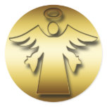 GOLD GUARDIAN ANGEL ROUND STICKER
