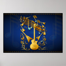 Gold Guitar Party Print