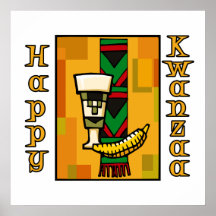 Gold Happy Kwanzaa Print