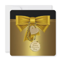Gold Heart Gold 50th Wedding Anniversary Party Custom Invites