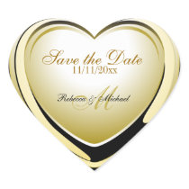 Gold Heart Pendant Save the Date Stickers