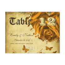 Gold Heart Roses and Butterflies Save the Date