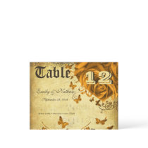 Gold Heart Roses and Butterflies Save the Date