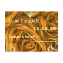 Gold Heart Roses and Butterflies Save the Date