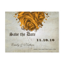 Gold Heart Roses and Butterflies Save the Date