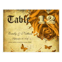 Gold Heart Roses and Butterflies Save the Date Postcards