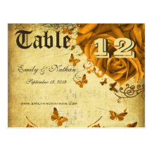 Gold Heart Roses and Butterflies Save the Date Postcards