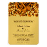 Gold Heart Roses Wedding Invitation