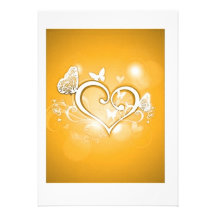 gold heart wedding invite