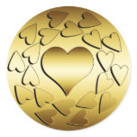 GOLD HEARTS ROUND STICKERS