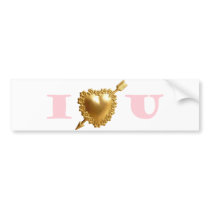 Gold I Love You - I HEART U Bumper Sticker