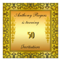 Gold Invitation Elegant Men's Birthday Party
