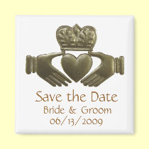 Gold Irish Claddagh - save the date magnets