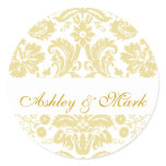 Gold Ivory Bride Groom Damask Wedding Sticker